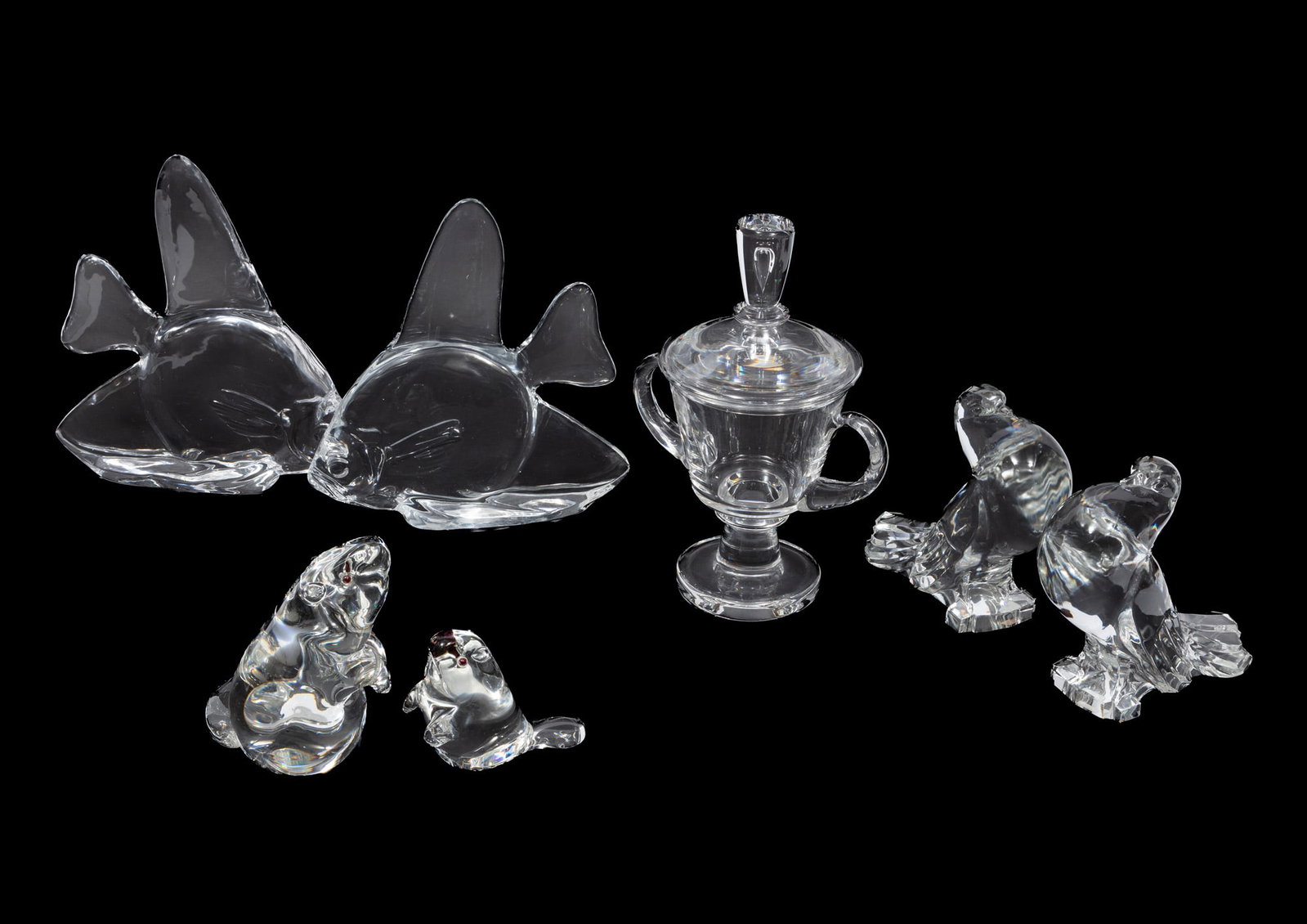 Six Steuben Glass Animals and a Compote (1 of 12)