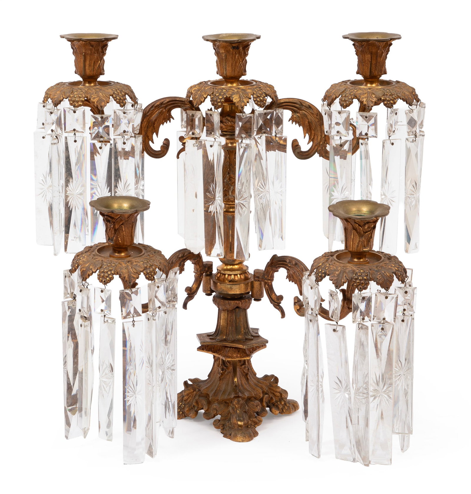 Antique American Classical Gilt Bronze Five-Light Candelabra (1 of 3)