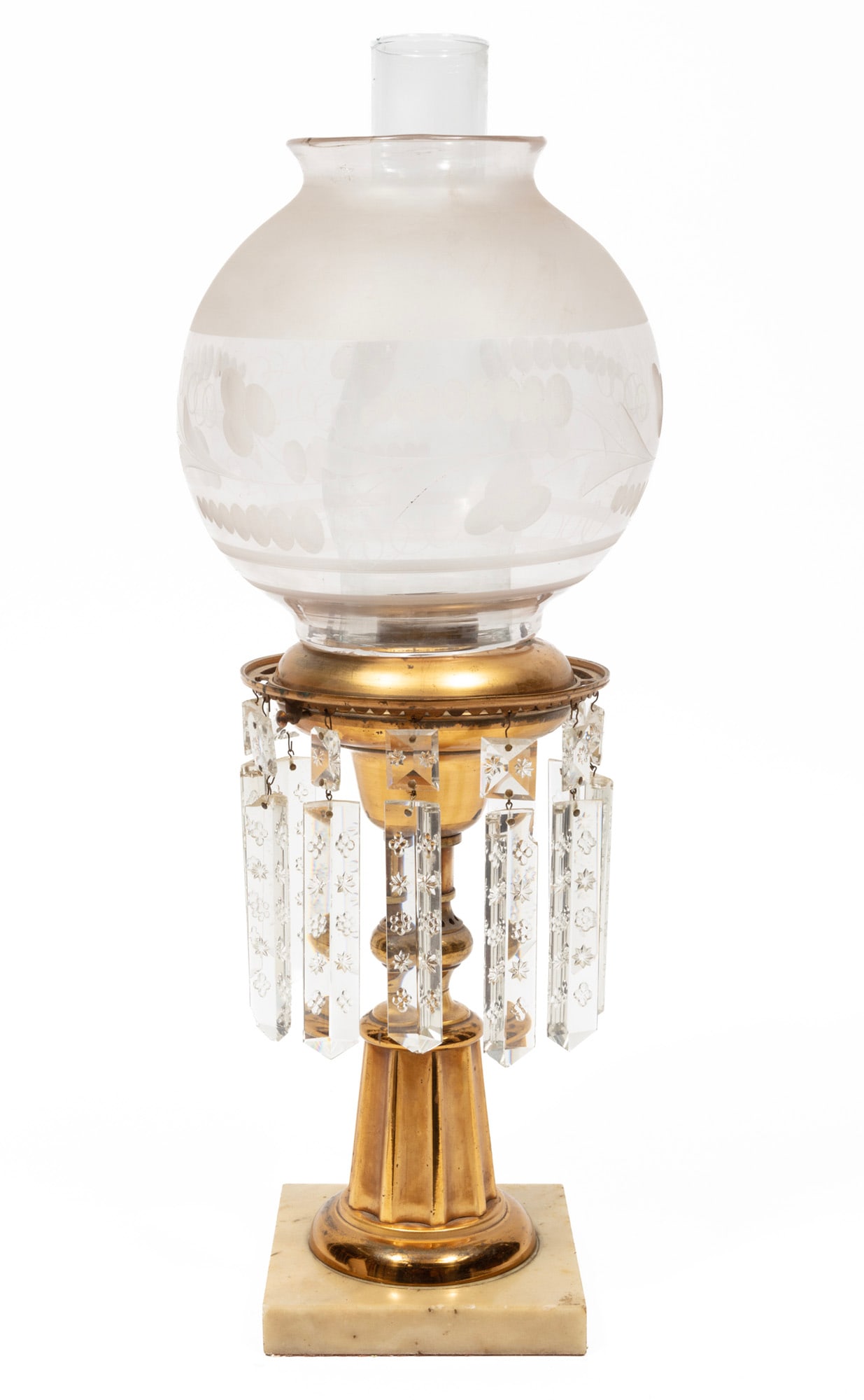 Antique American Gilt Brass Solar Lamp (1 of 2)