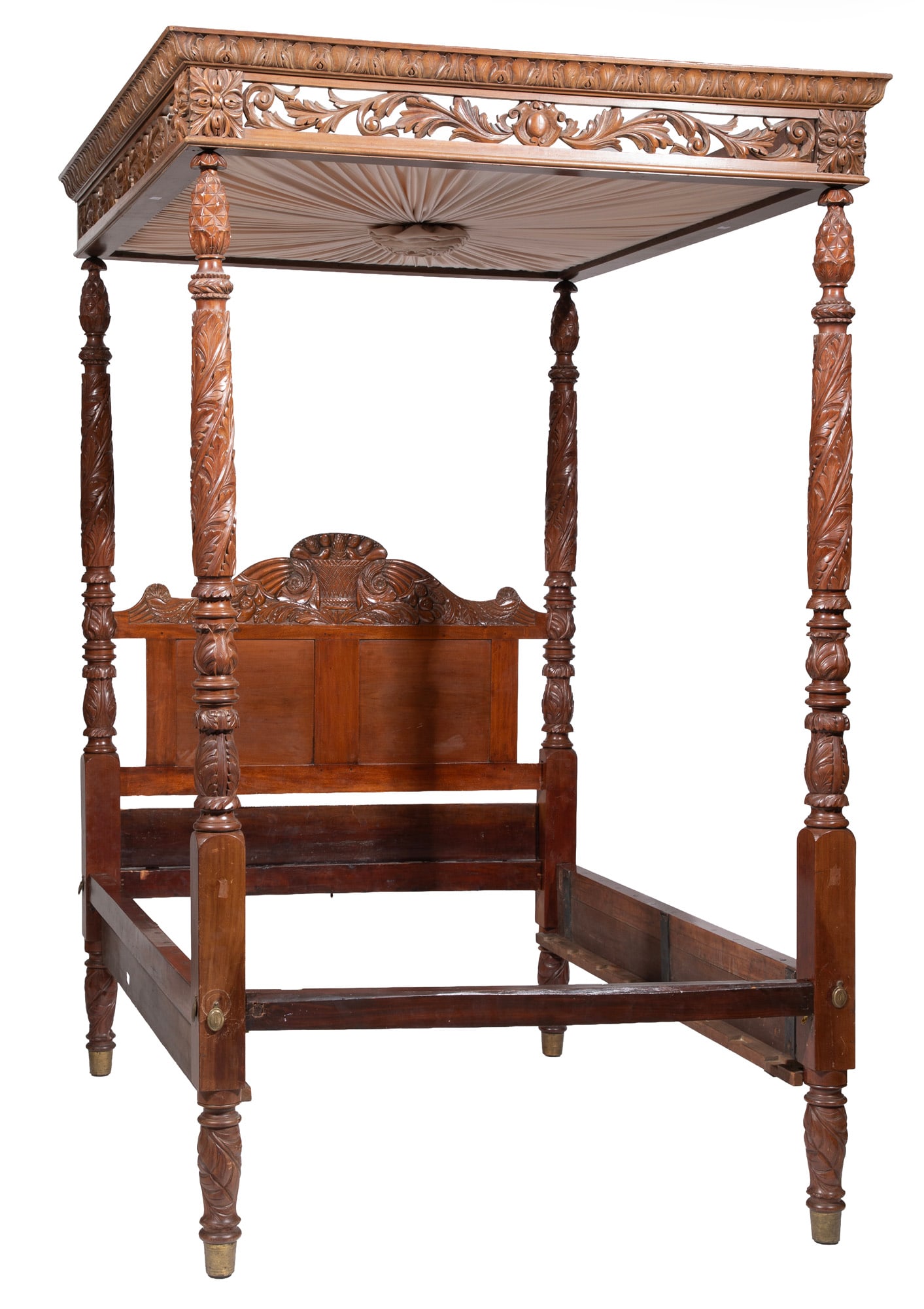 American Classical Finely Carved Mahogany Four Poster Tester Bed, Philadelphia, school of Anthony (1 of 5)