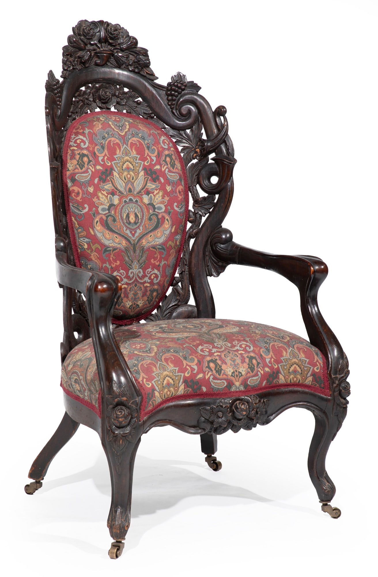 American Rococo Carved and Laminated Rosewood Fountain Elms Armchair by John Henry Belter, (1 of 5)