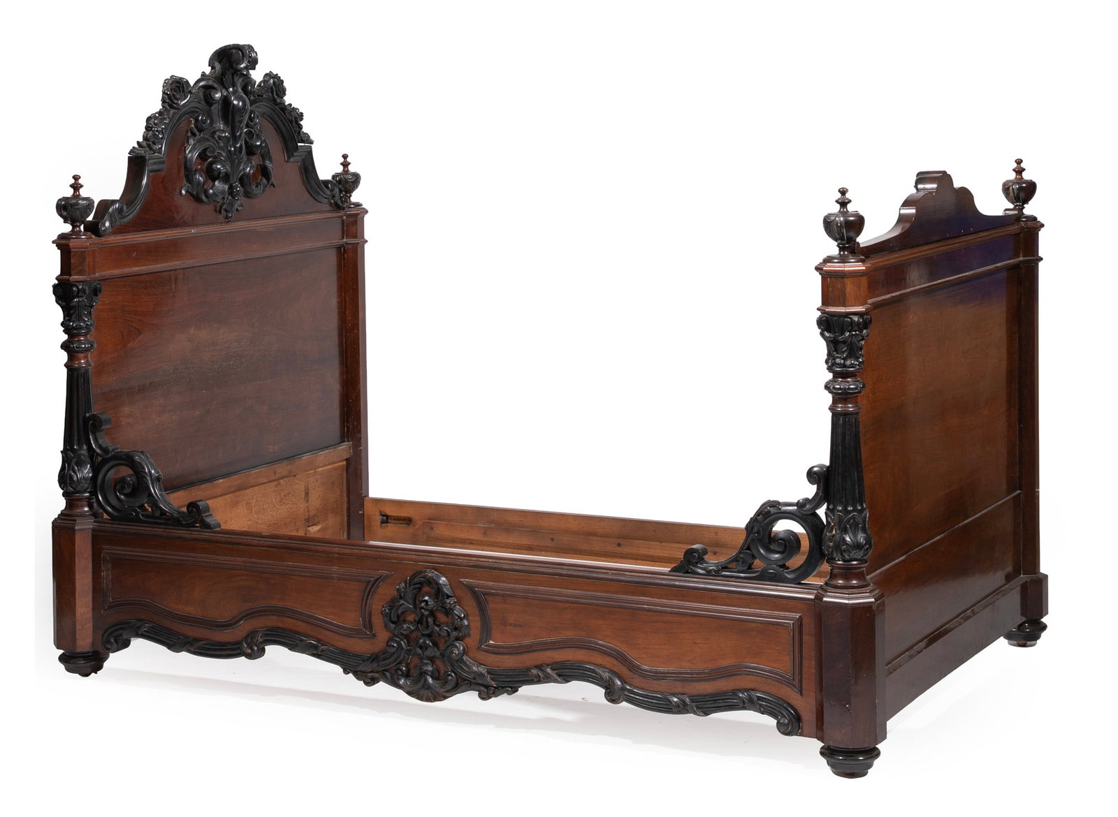 French Rococo Ebonized and Rosewood Daybed, Collection of Hunt Slonem, (1 of 6)
