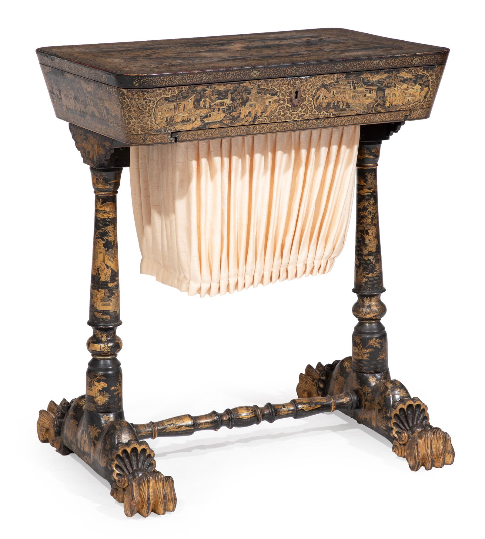 Fine Regency Chinoiserie Lacquered Sewing Table, Collection of Hunt Slonem (1 of 6)