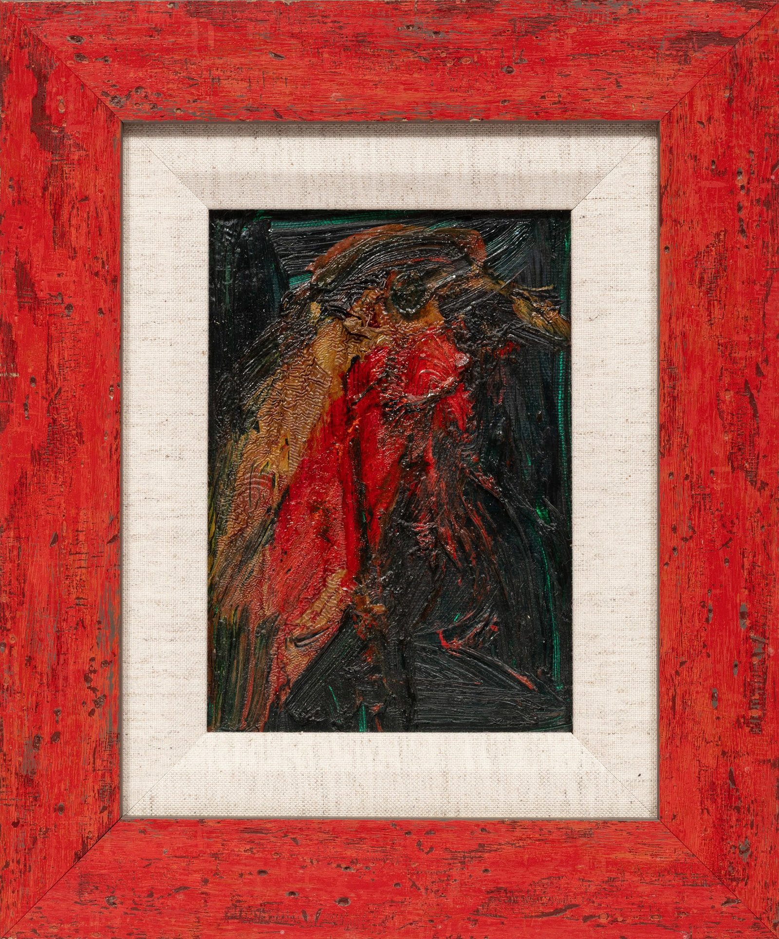 Hunt Slonem, Untitled: Bird on Green Background, 2000, oil on canvas (1 of 2)
