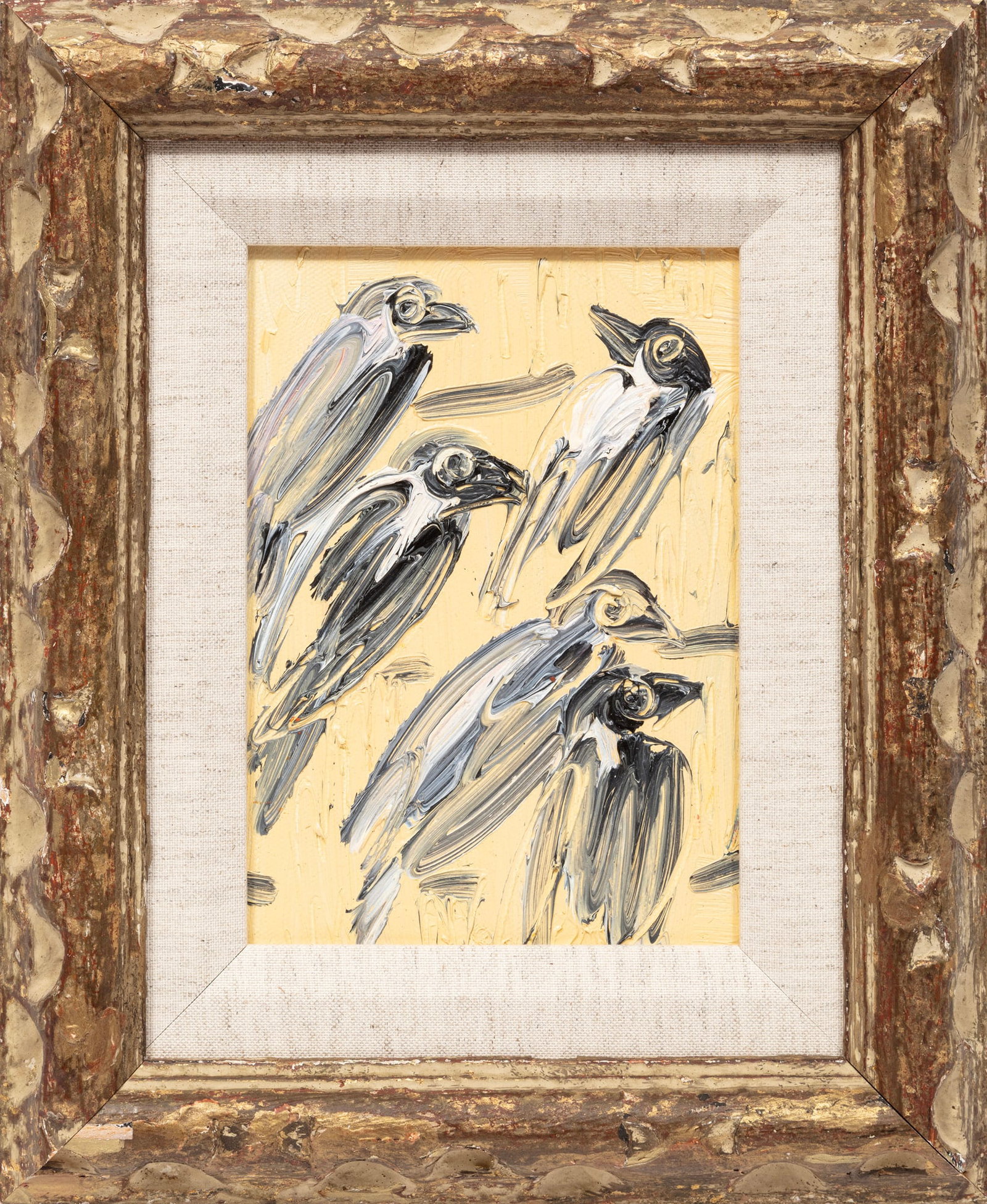 Hunt Slonem, Untitled: Birds on Yellow Background, 2000, oil on canvas (1 of 2)