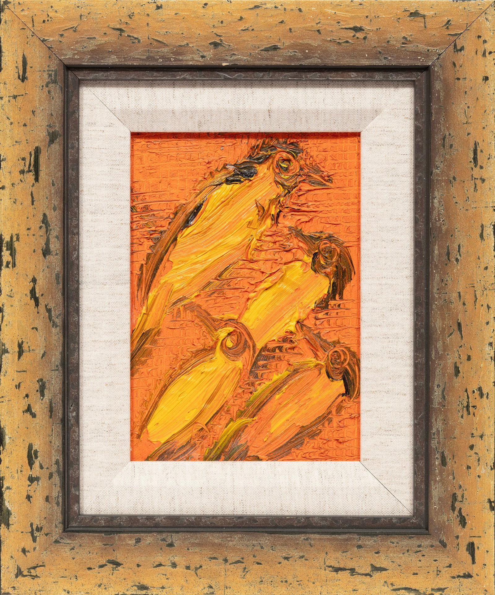 Hunt Slonem, Untitled: Birds on Orange Background, 2000, oil on canvas (1 of 2)
