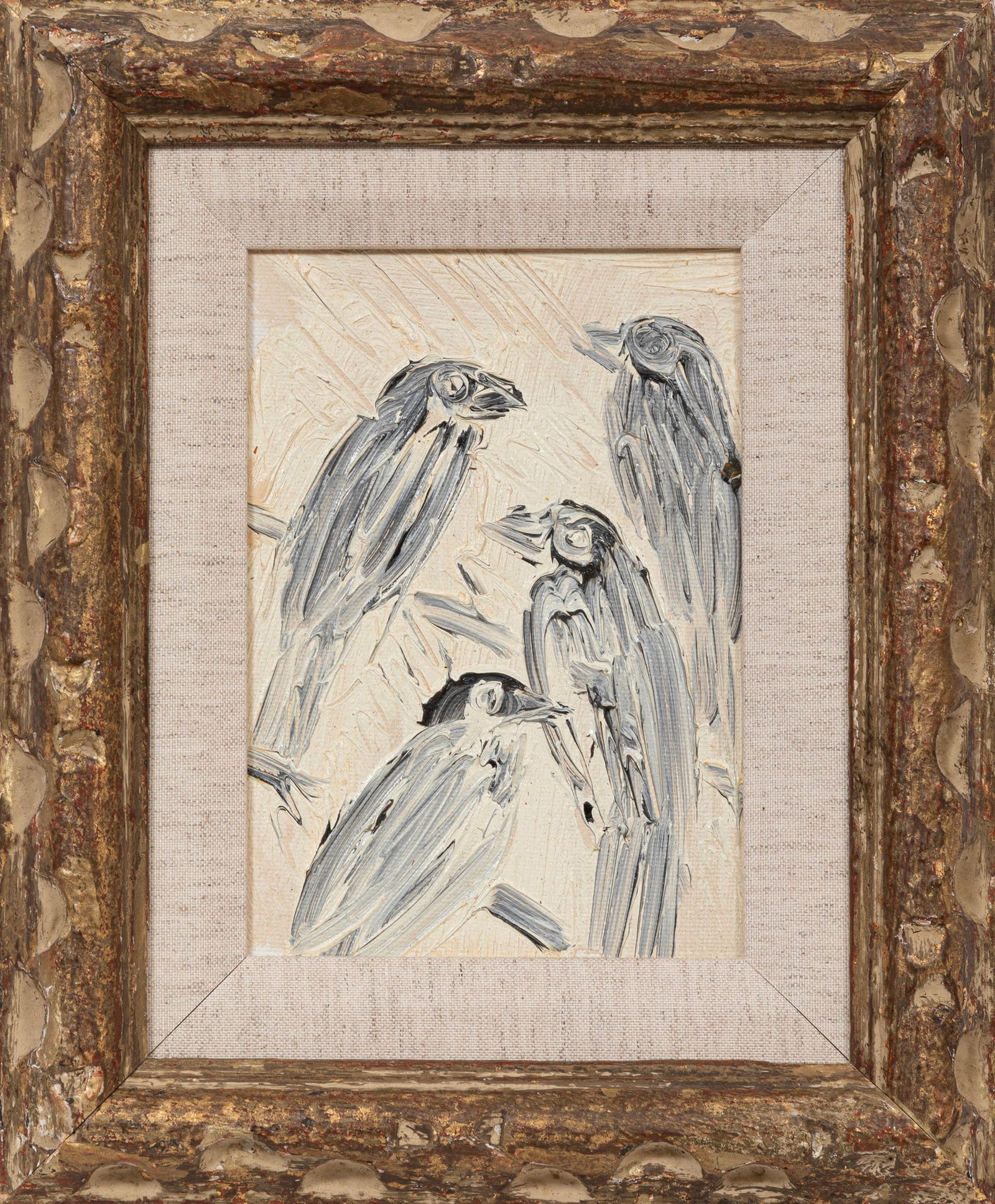 Hunt Slonem, Untitled: Birds on White Background, 2000, oil on canvas (1 of 2)