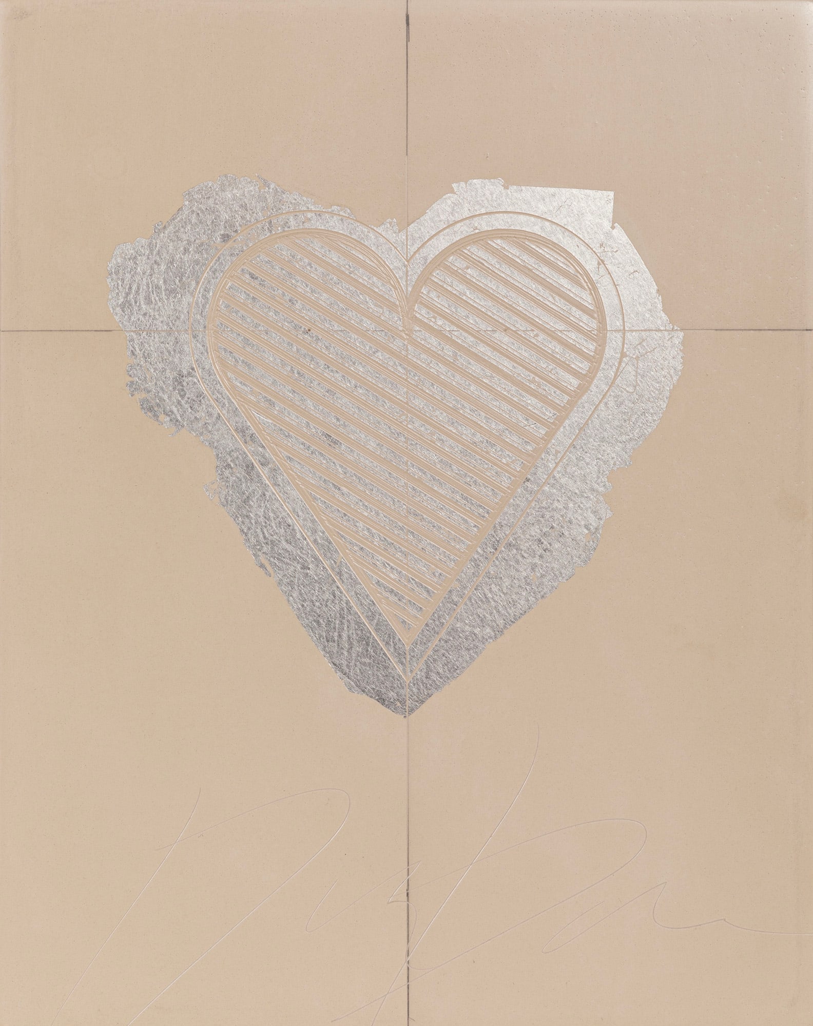George Dunbar, Heart, palladium leaf on white clay: George Bauer Dunbar American/Louisiana, 1927-2024 ?Heart? palladium leaf on white clay signed lower center, unframed. 10 x 8 x 5 in. (25.4 x 20.3 x 12.7 cm.)