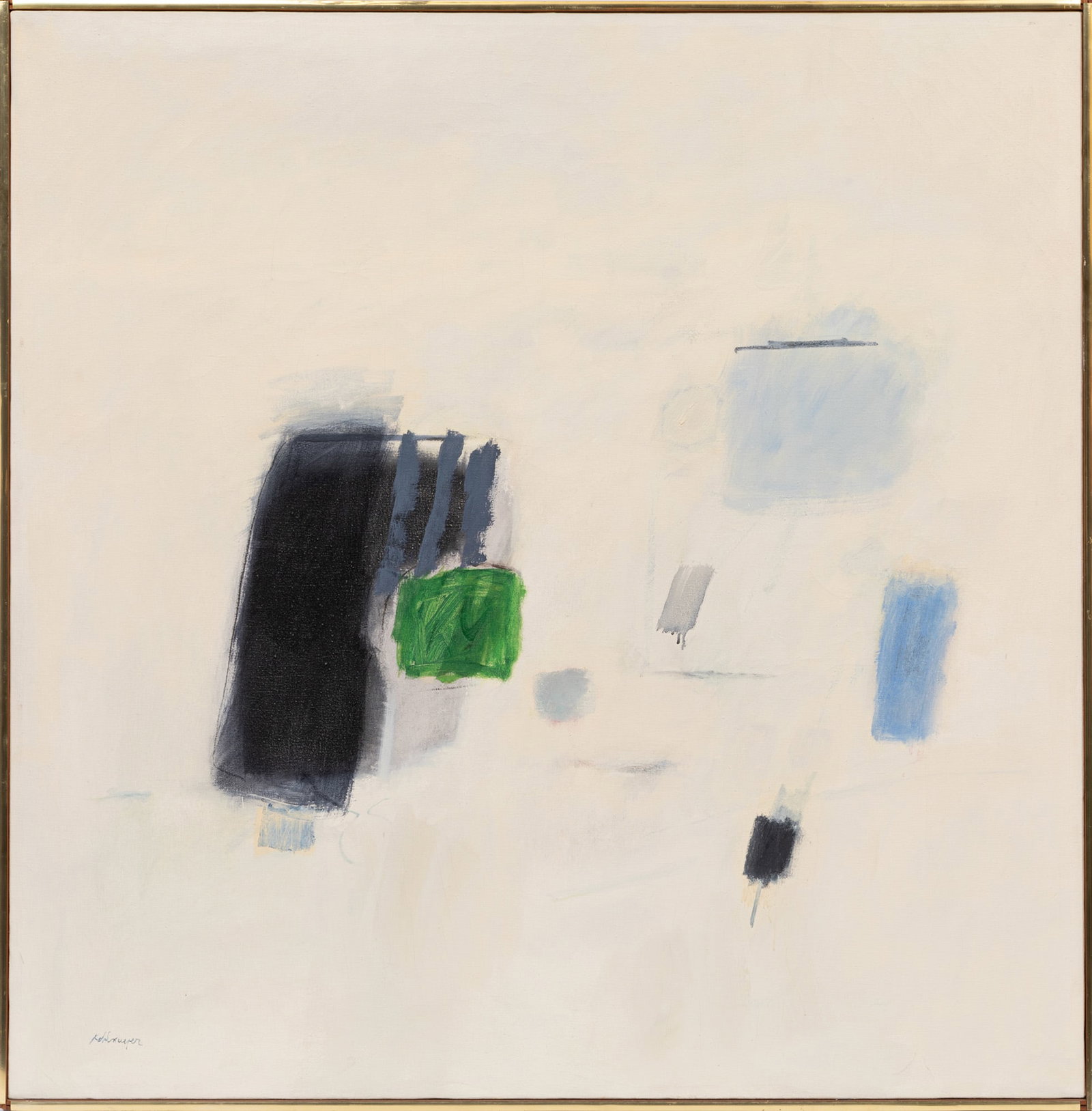 Ida Kohlmeyer, Afloat with Blues, oil on canvas: Ida Rittenberg Kohlmeyer American/Louisiana, 1912-1997 "Afloat with Blues" oil on canvas signed lower left, "White Gallery, 57th Street, New York, NY" label with artist and title, "The Glade Gallery, 