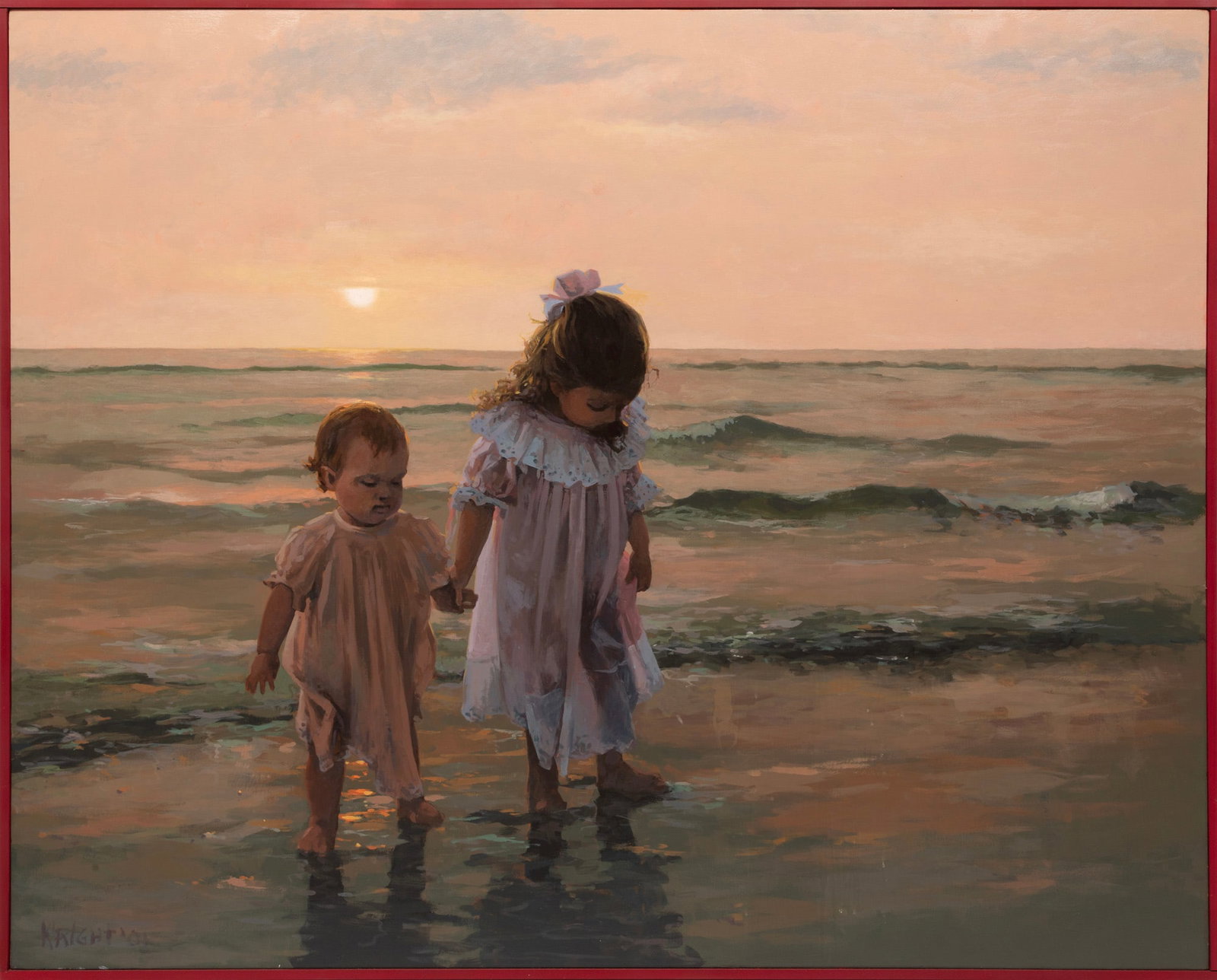 Large Don Wright, Children on a Beach at Sunset, 2001, oil on canvas (1 of 3)