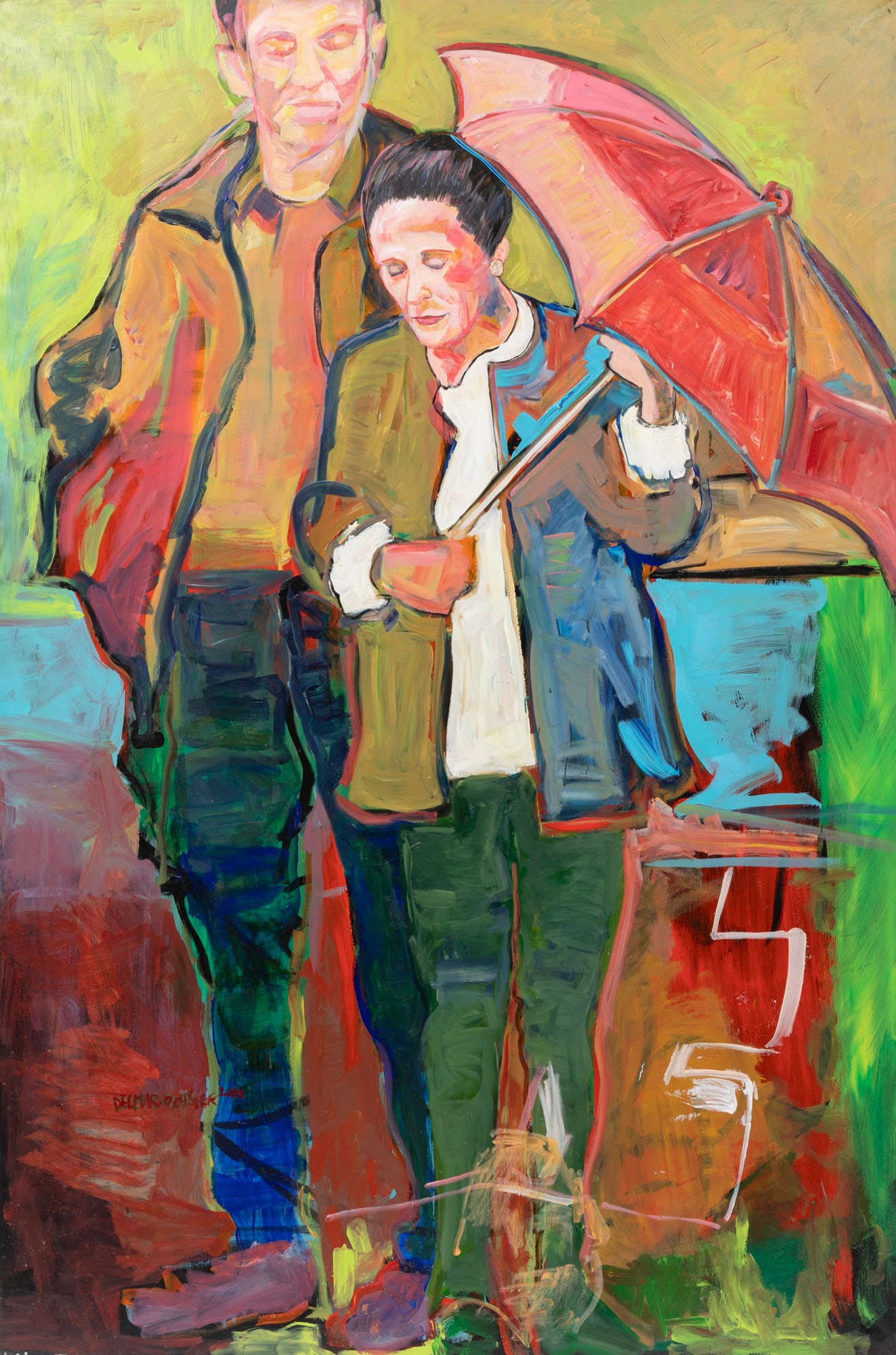 Rise Delmar-Ochsner, Walk in the Rain, 2000, acrylic on gallery-wrapped canvas (1 of 3)