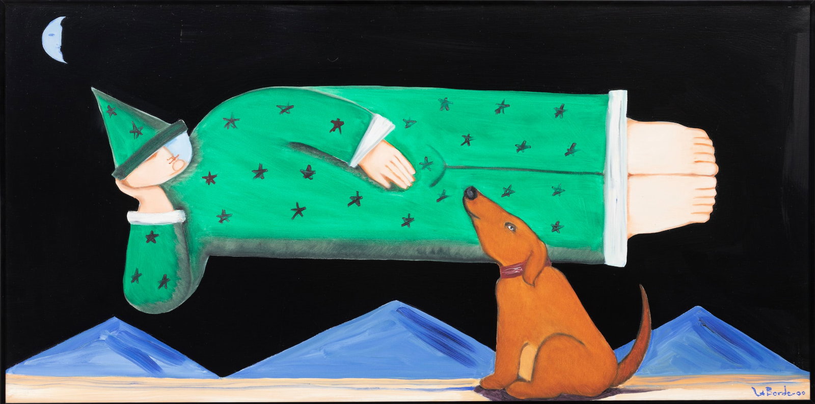 Martin Laborde, Bower Waited to Tell Bodo a Story, 2000, oil on canvas: Martin Laborde American/Louisiana, b. 1943 ?Bower Waited to Tell Bodo a Story? oil on canvas 2000, signed and dated lower right, signed, titled, dated and inscribed "No. 806" en verso, framed. 24 x 48