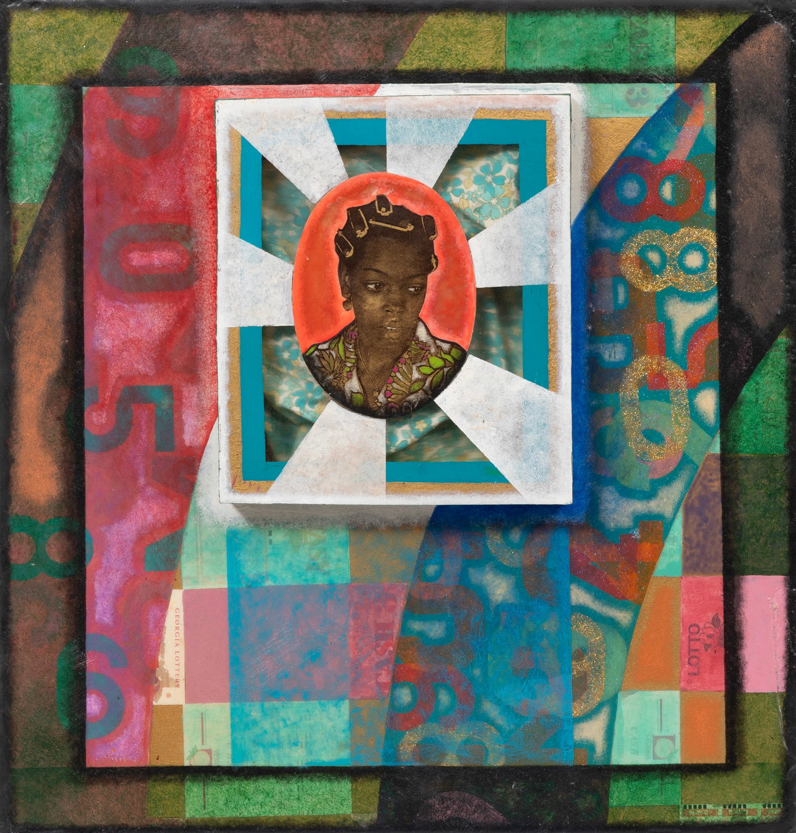 Carl Joe Williams, I Always Play Da Same Number, 2002, mixed media collage on wood assemblage (1 of 4)