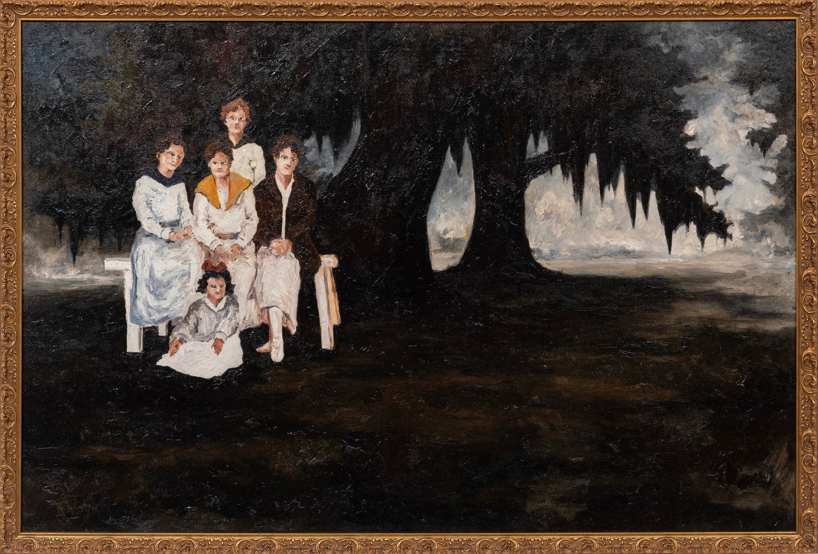 Early and Important George Rodrigue, Four Daughters and One Cousin, 1972, oil on canvas (1 of 5)