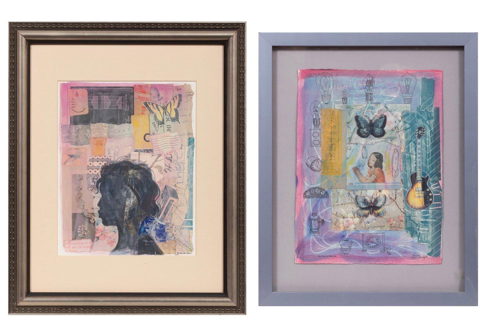Douglas Bourgeois, Untitled: Yellow Butterfly and Untitled: Blue Butterfly, 2 mixed media collages (1 of 7)