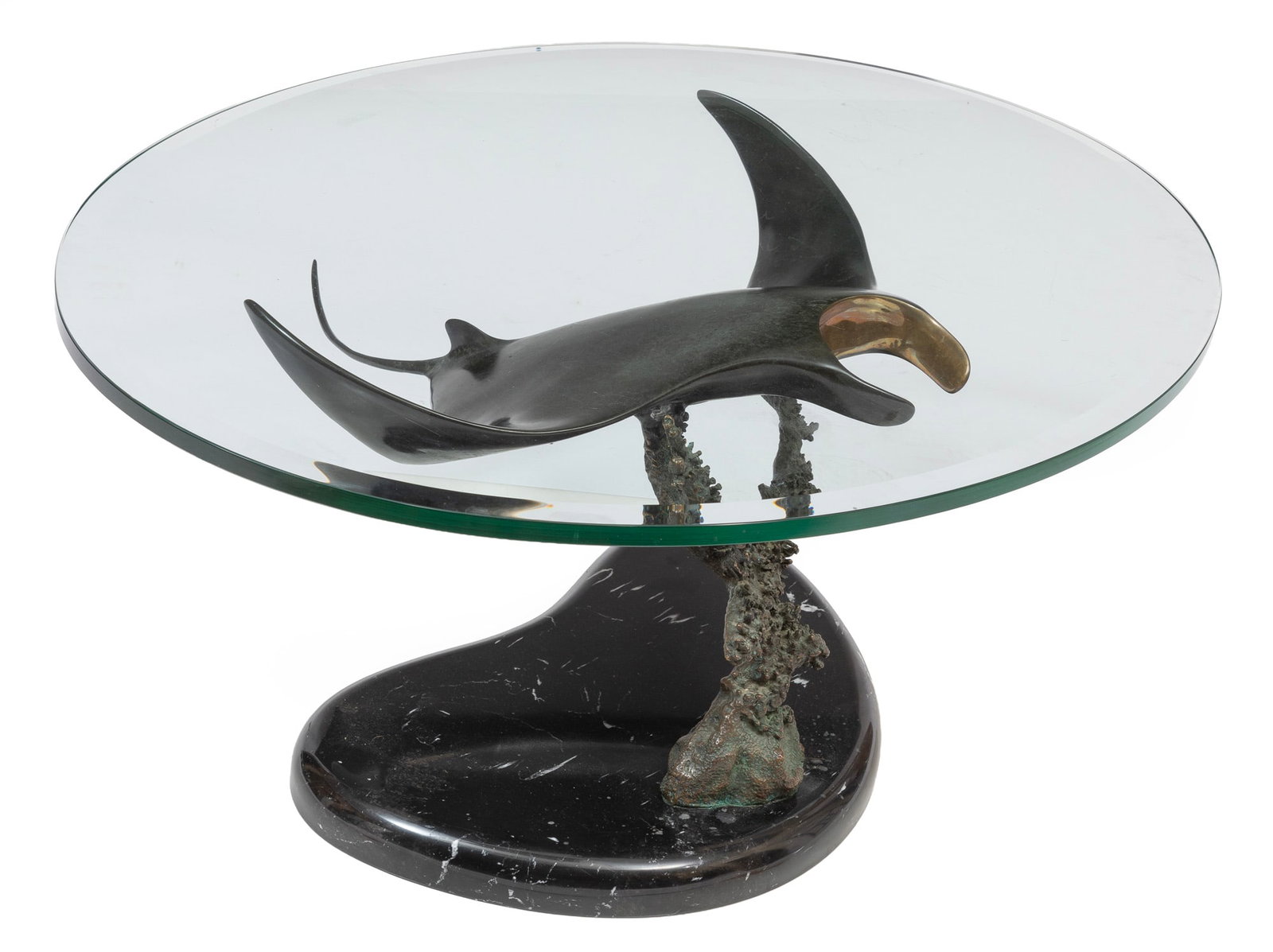 Scott Hanson, Solo, cast bronze table with marble base and glass top (1 of 4)