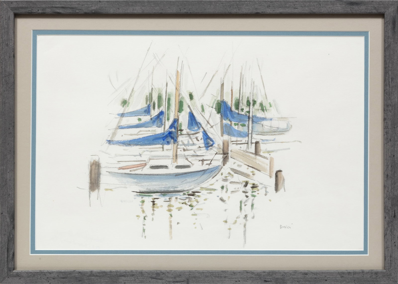Andrew Bucci, Daingerfield Marina - Alexandria, Va., 1992, watercolor and graphite on paper (1 of 4)