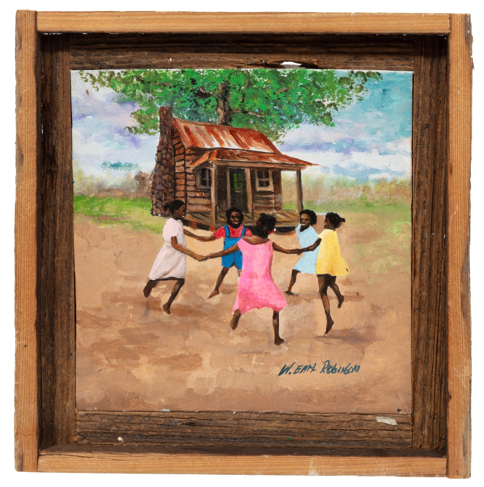 Willie Earl Robinson, Girls Dancing, acrylic on canvas (1 of 3)