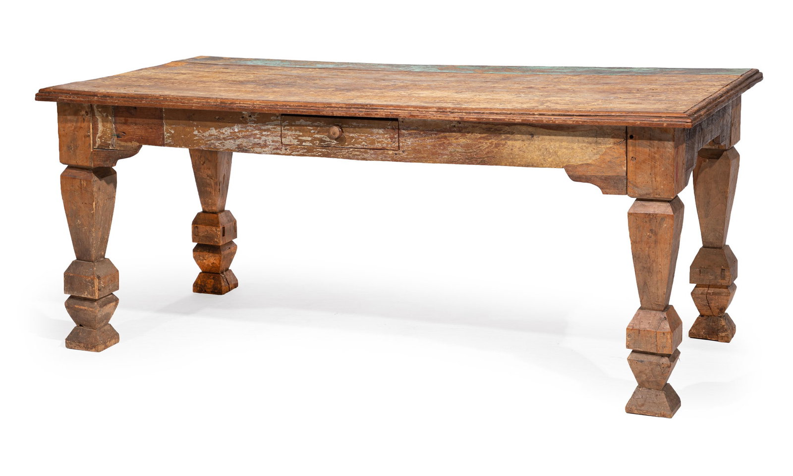 Antique Mixed Woods Folk Art Refectory/ Work Table (1 of 4)