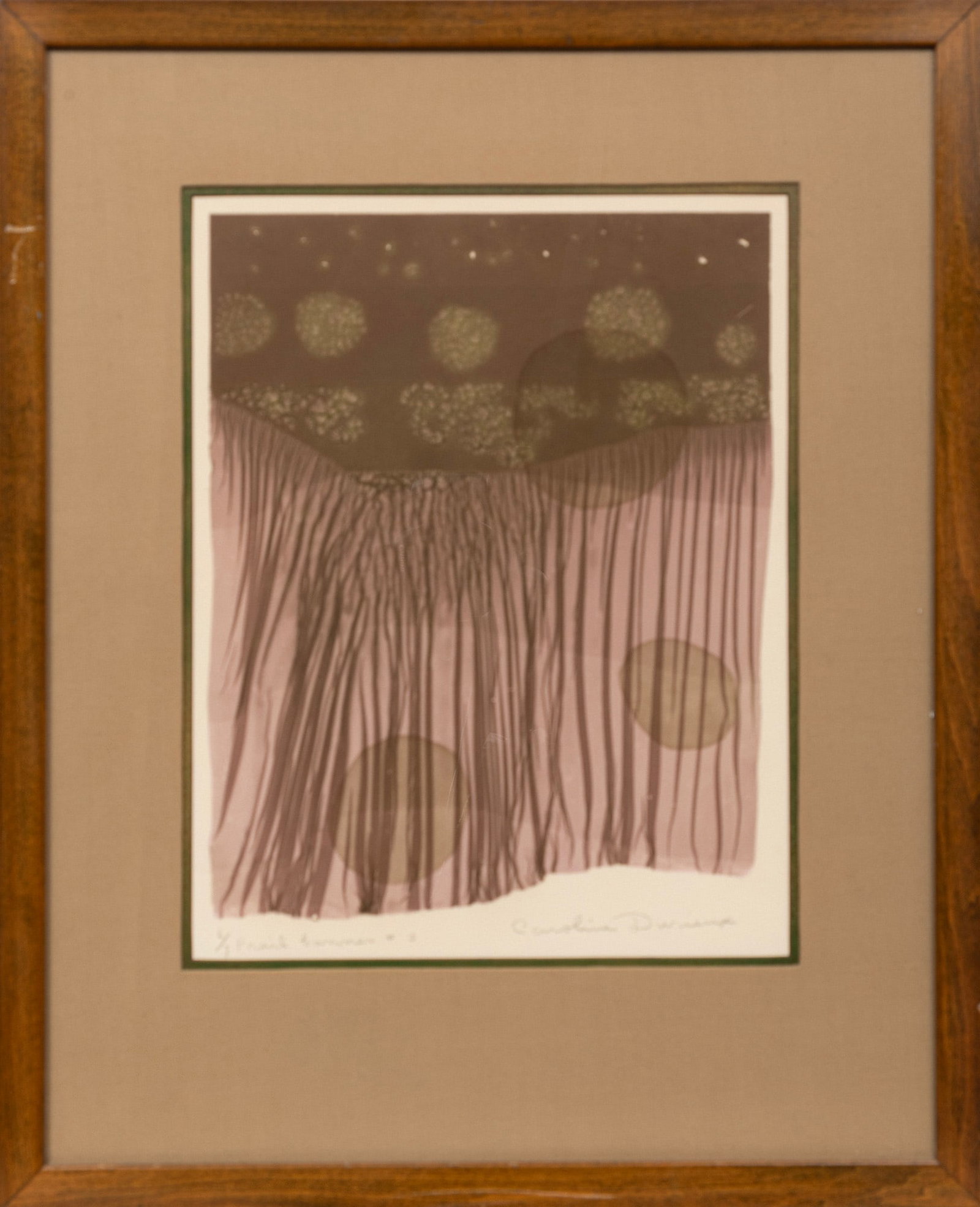 Caroline Durieux, Frail Banner #2, cliche-verre: Caroline Wogan Durieux American/Louisiana, 1896-1989 "Frail Banner #2" cliche-verre 1963, pencil-signed, titled and numbered "6/7" lower margin, printed artist biography and "Taylor Clark Gallery, Bat