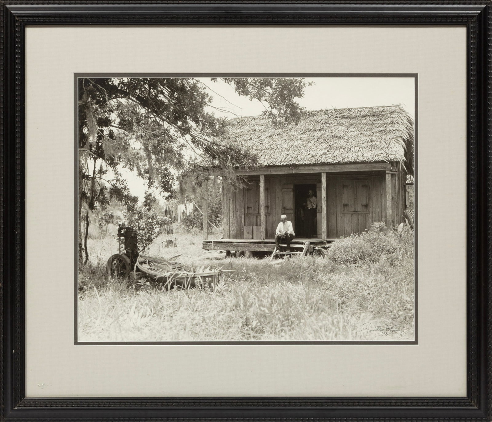 Fonville Winans, Cajun Chateau, gelatin silver print laid on board: Theodore "Fonville" Winans American/Louisiana, 1911-1992 "Cajun Ch?teau" gelatin silver print laid on board 1938 negative creation date, likely later print date, signed and dated lower right, inscribe