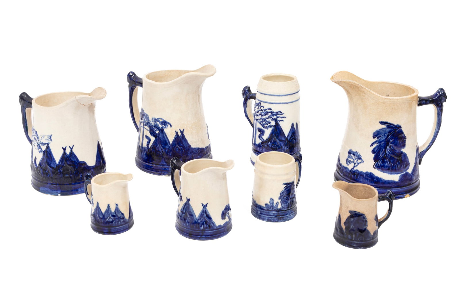 Eight Sleepy Eye Pottery Pitchers and Steins (1 of 10)