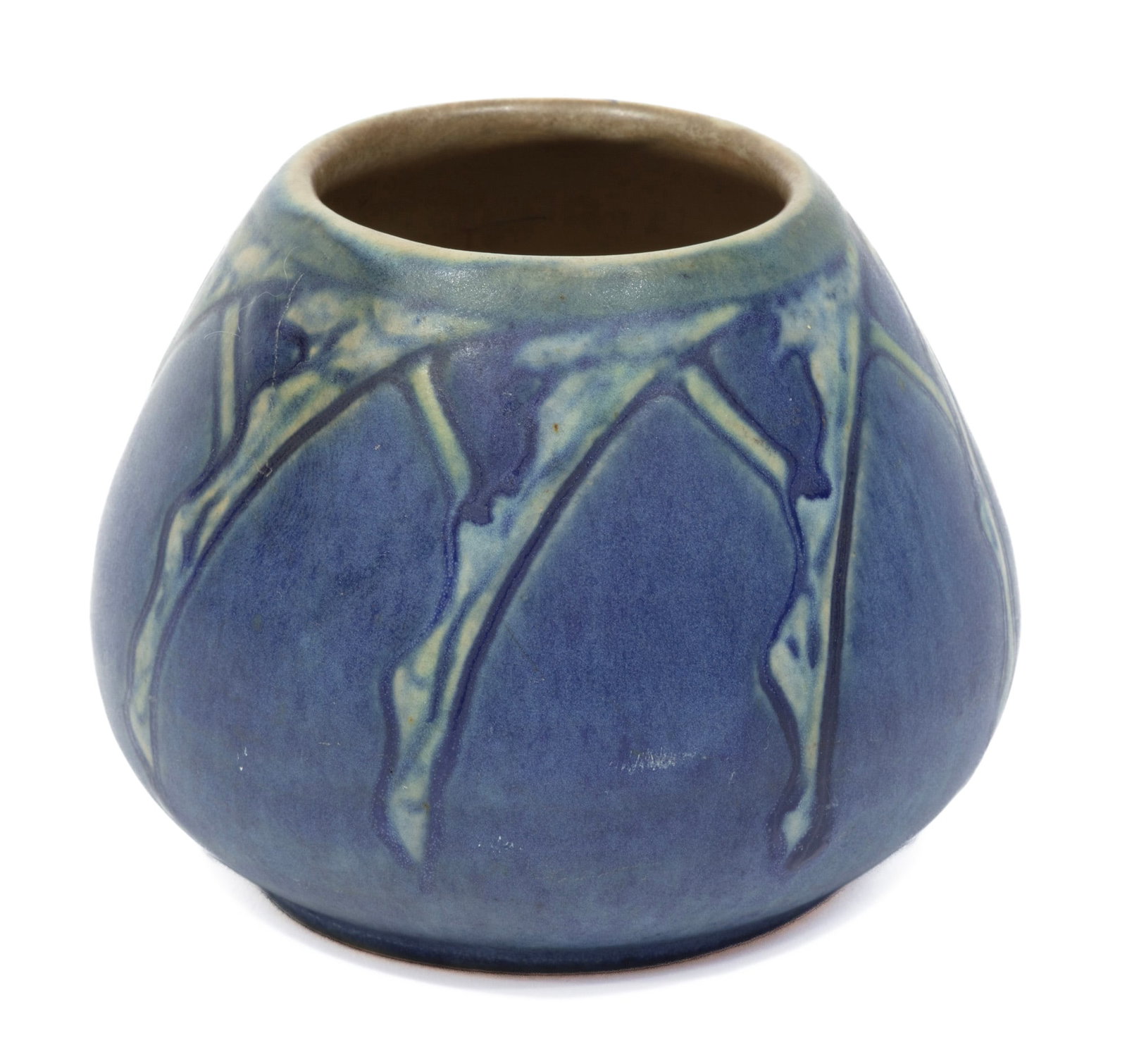 Newcomb College Art Pottery Vase by Sadie Irvine: Newcomb College Art Pottery Vase 1932, decorated by Sadie Irvine with stylized rice design, with Newcomb cipher, decorator's mark, Kenneth Eugene Smith's potter's mark, reg. no. UB34, and original
