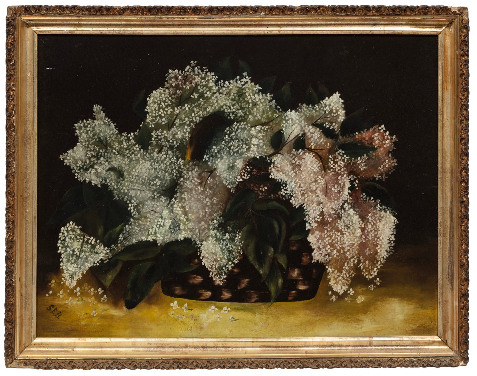Selina Elizabeth Bres Gregory, Still Life of Flower Basket, oil on board (1 of 5)