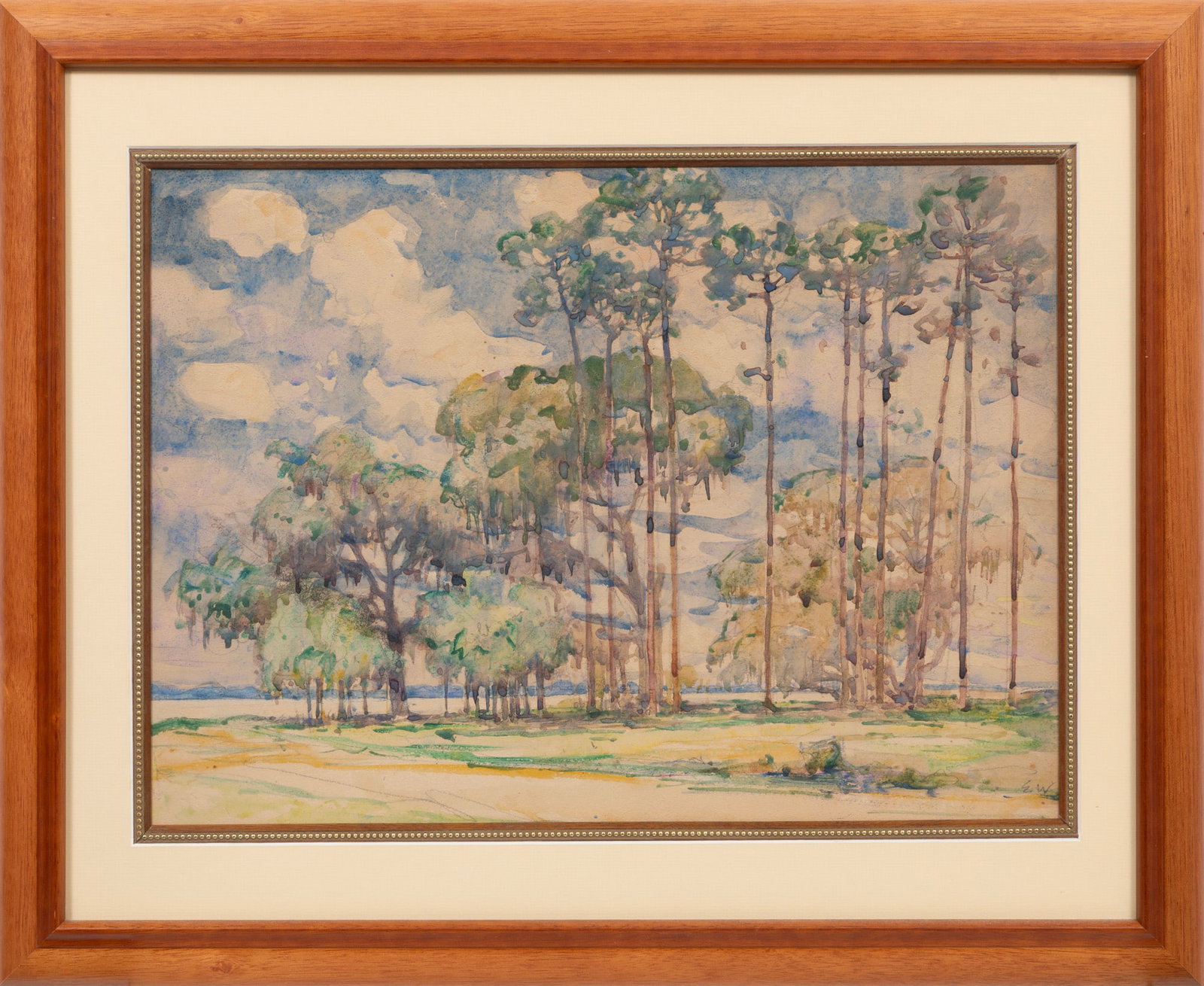 Ellsworth Woodward, Tangipahoa Pines, watercolor and graphite on board (1 of 4)