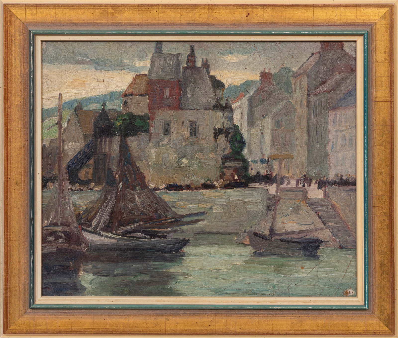 Knute Heldner, Boats in the Harbor, oil on canvas laid on board (1 of 2)