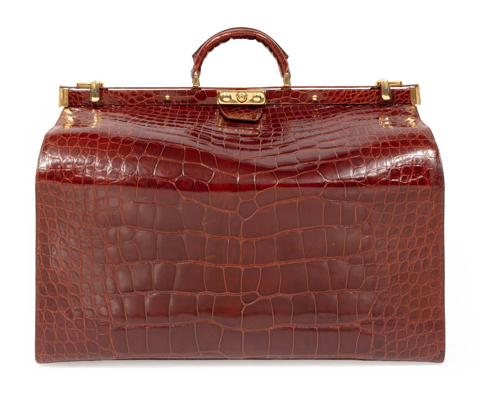 Harrison James Brown Crocodile Doctor Travel Trunk or Gladstone Bag (1 of 11)