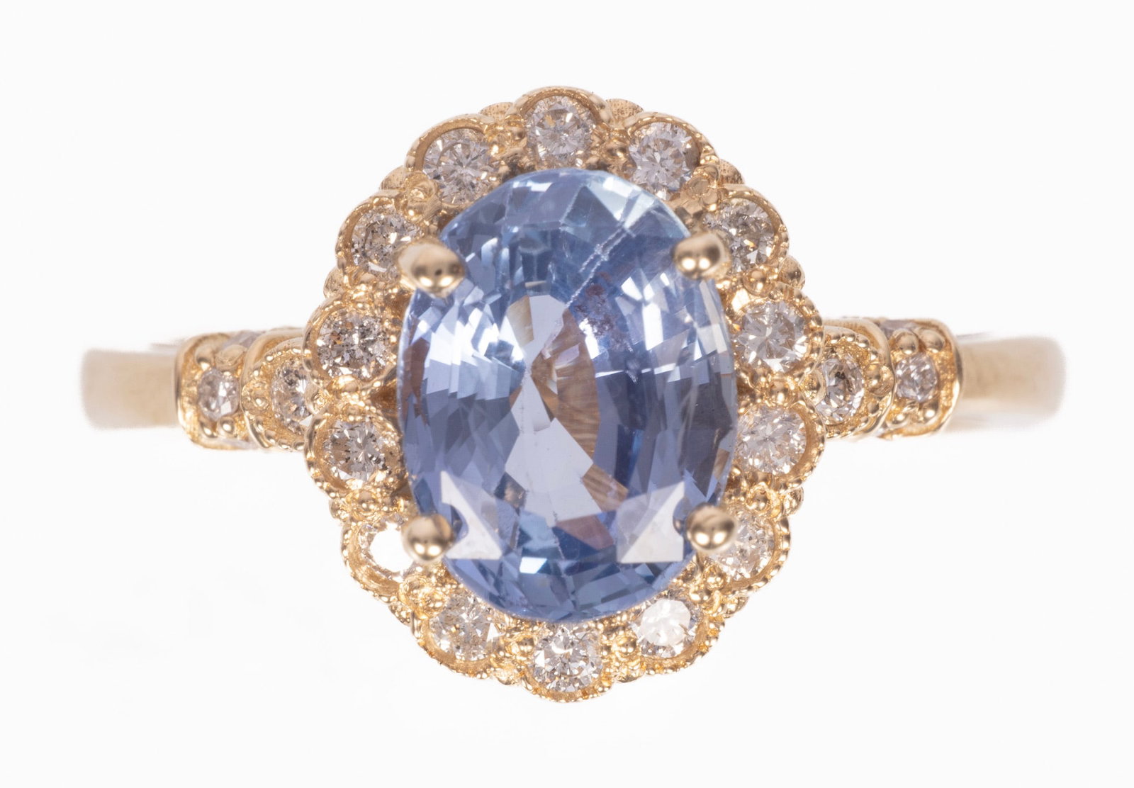 14 kt. Yellow Gold, 2.04 carat Sapphire and Diamond Ring (1 of 7)