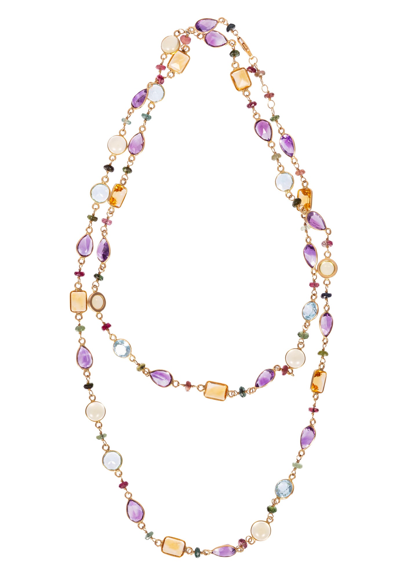 14 kt. Yellow Gold and Multicolor Gemstone Station Necklace (1 of 2)