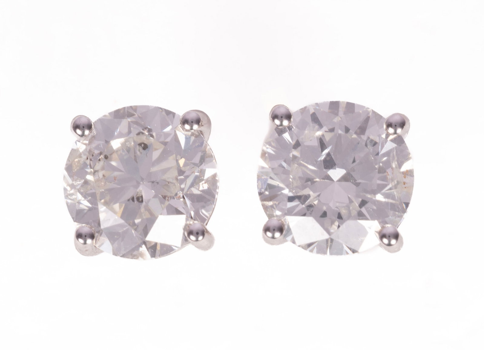 Pair of 14 kt. White Gold and Diamond Stud Earrings | 4.28 tcw (1 of 6)