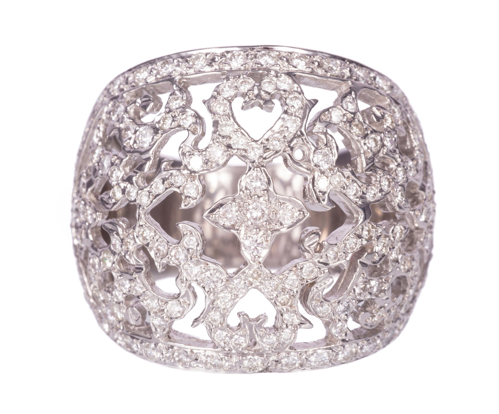 18 kt. White Gold and Diamond Openwork Filigree Dome Ring (1 of 3)