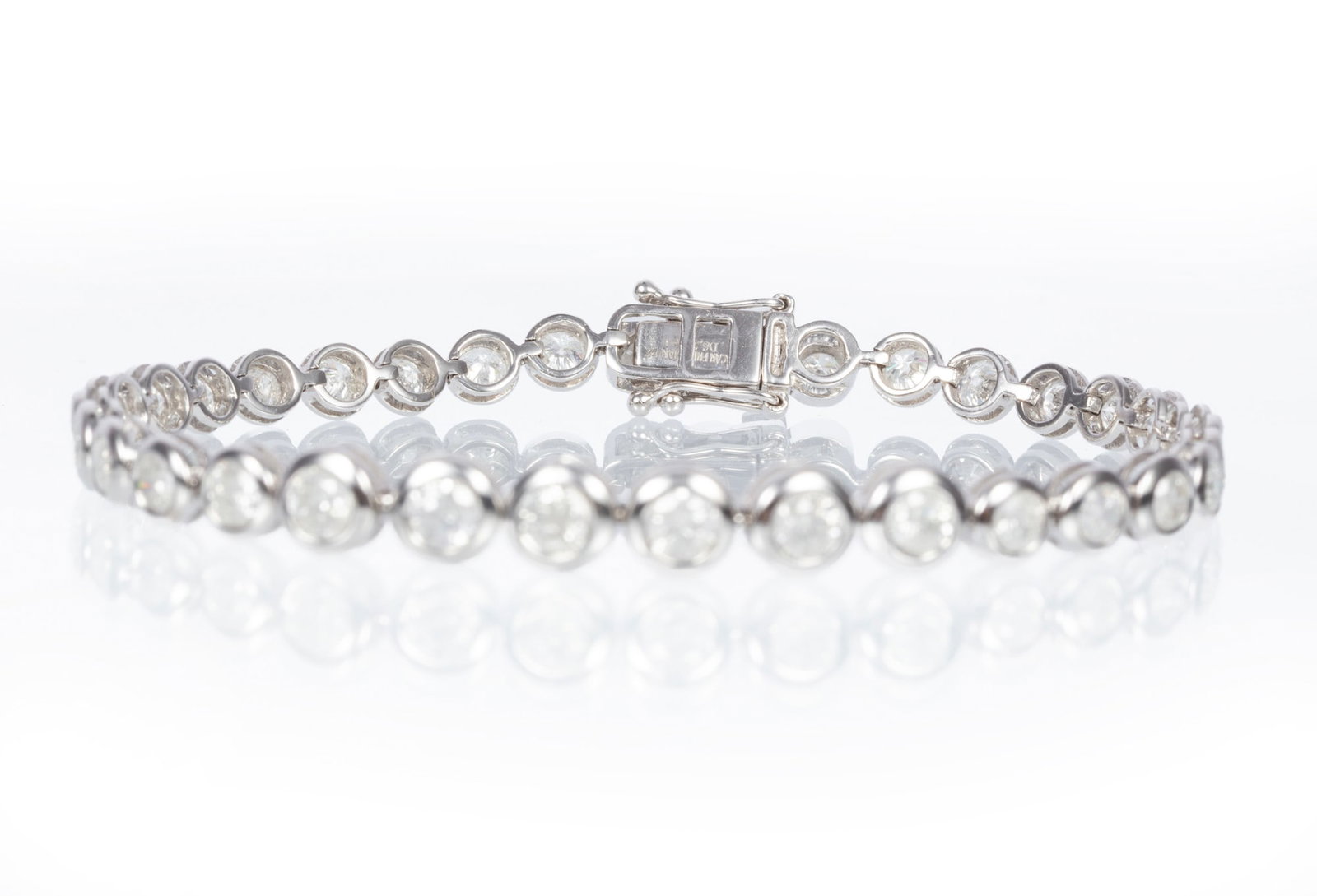 14 kt. White Gold and Bezel Set Diamond Line Bracelet | 6.38 tcw (1 of 6)