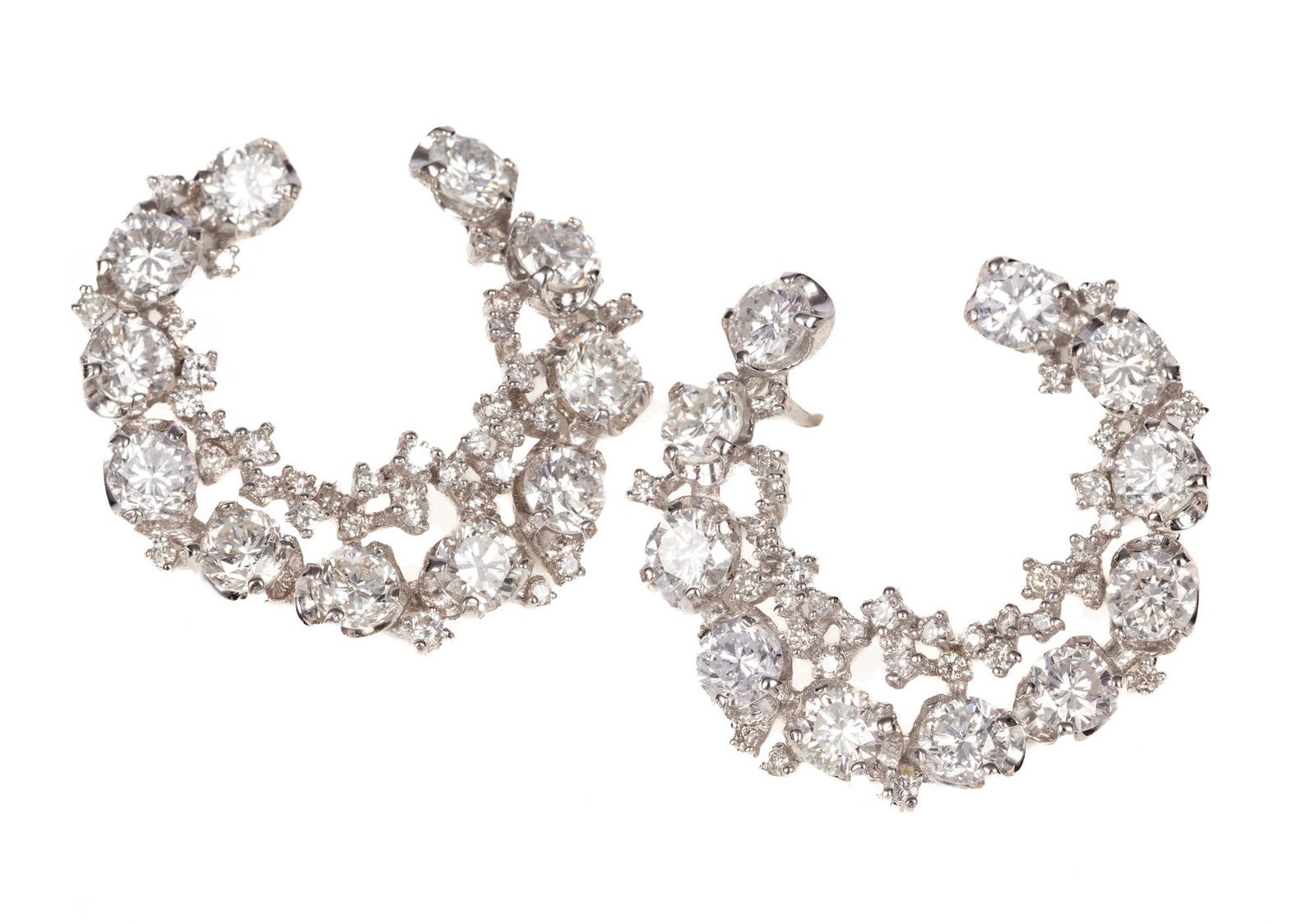 Pair of 14 kt. White Gold and Diamond Earrings | 7.65 tcw (1 of 3)