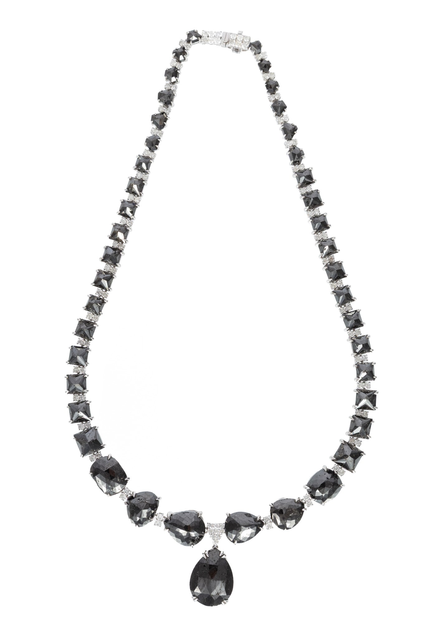 Platinum, Black Diamond and Diamond Necklace | 107.41 tcw (1 of 7)