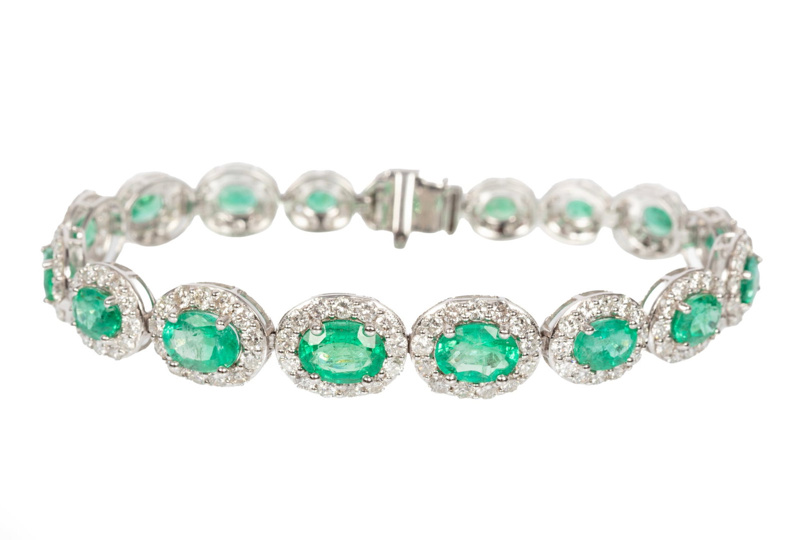 Platinum, Emerald and Diamond Line Bracelet | 10.07 emerald tcw (1 of 7)