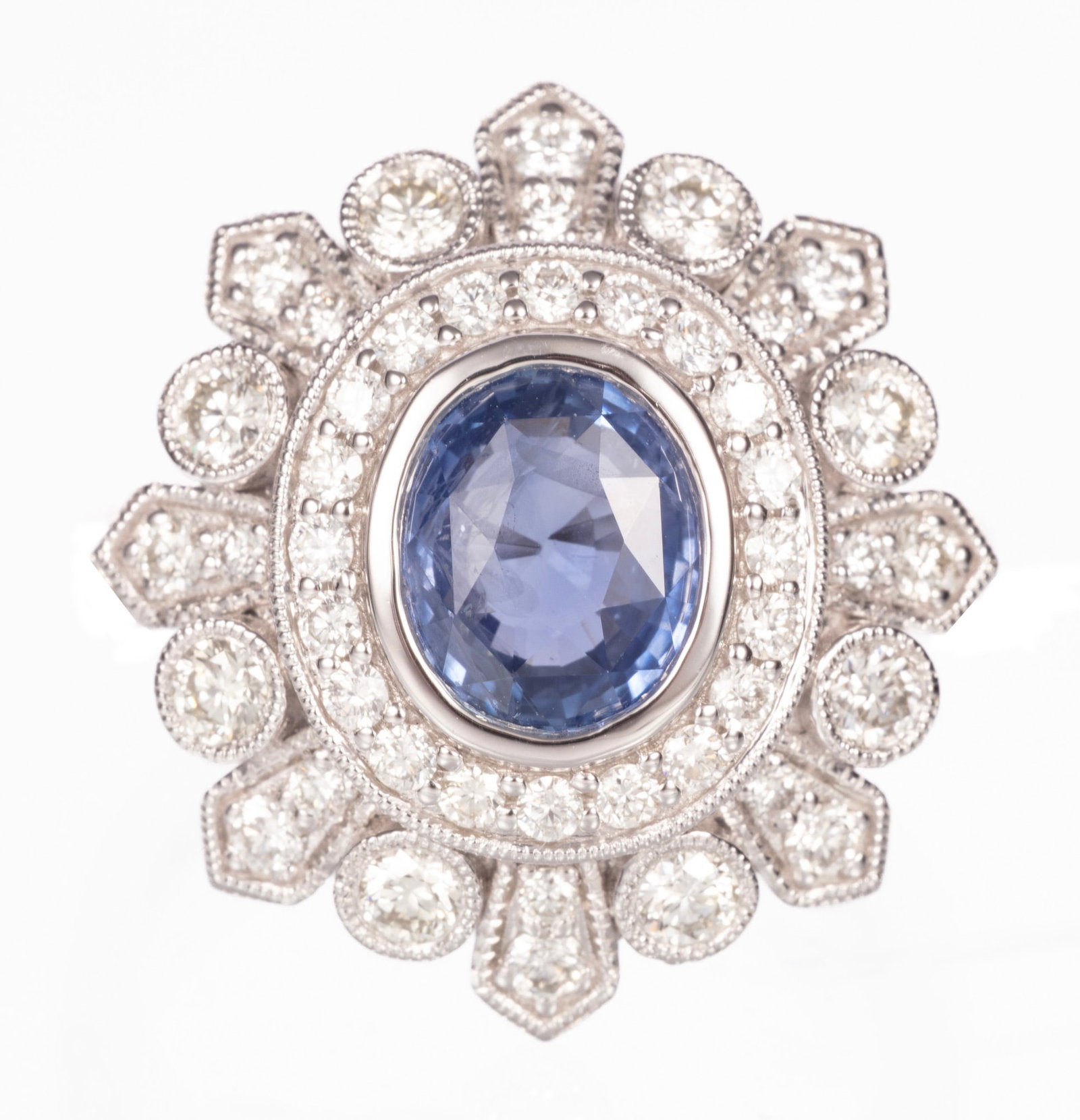 Platinum, Ceylon Sapphire and Diamond Ring | 3.17 sapphire tcw (1 of 7)