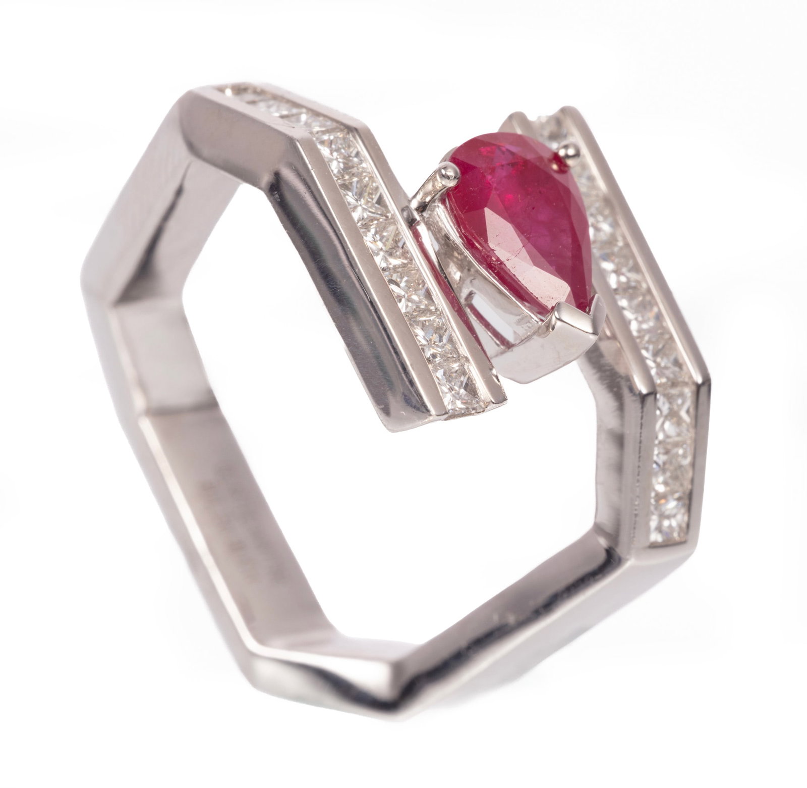Platinum, Burmese Ruby and Diamond Ring - 2
