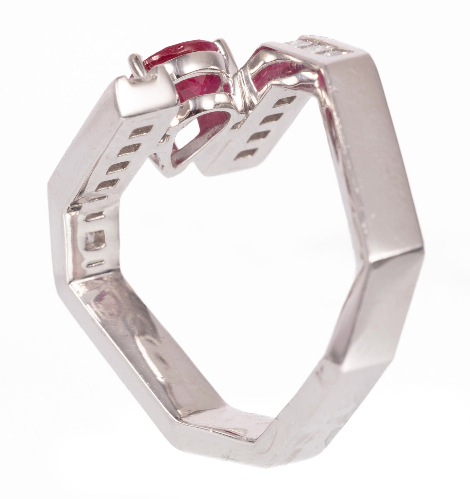 Platinum, Burmese Ruby and Diamond Ring - 3