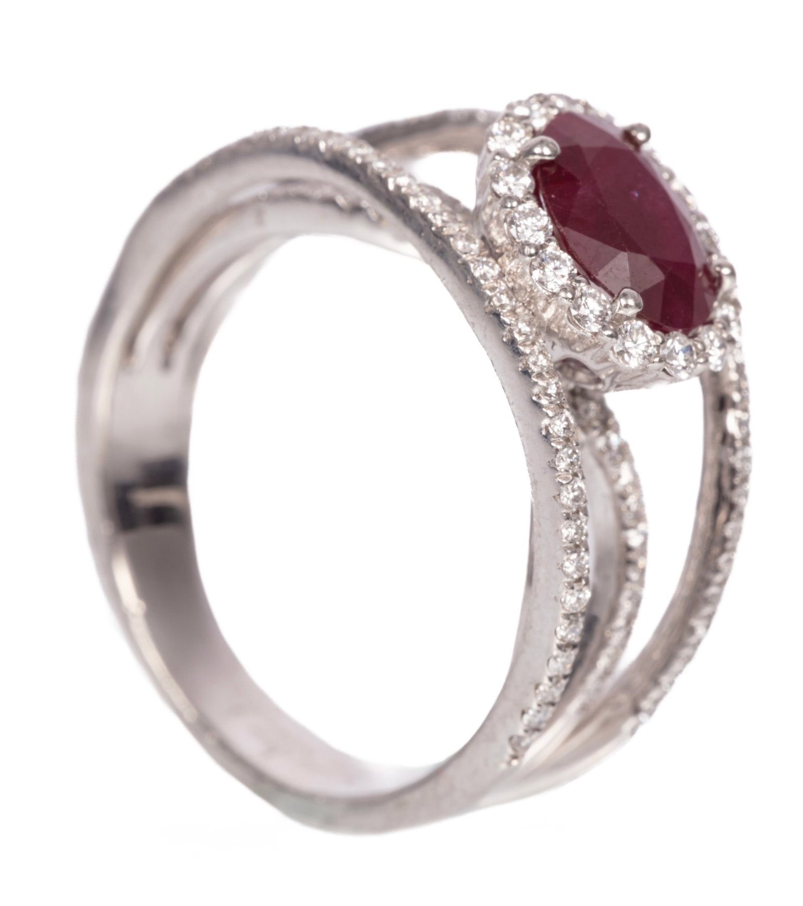 Platinum, Burmese Ruby and Diamond Ring - 2