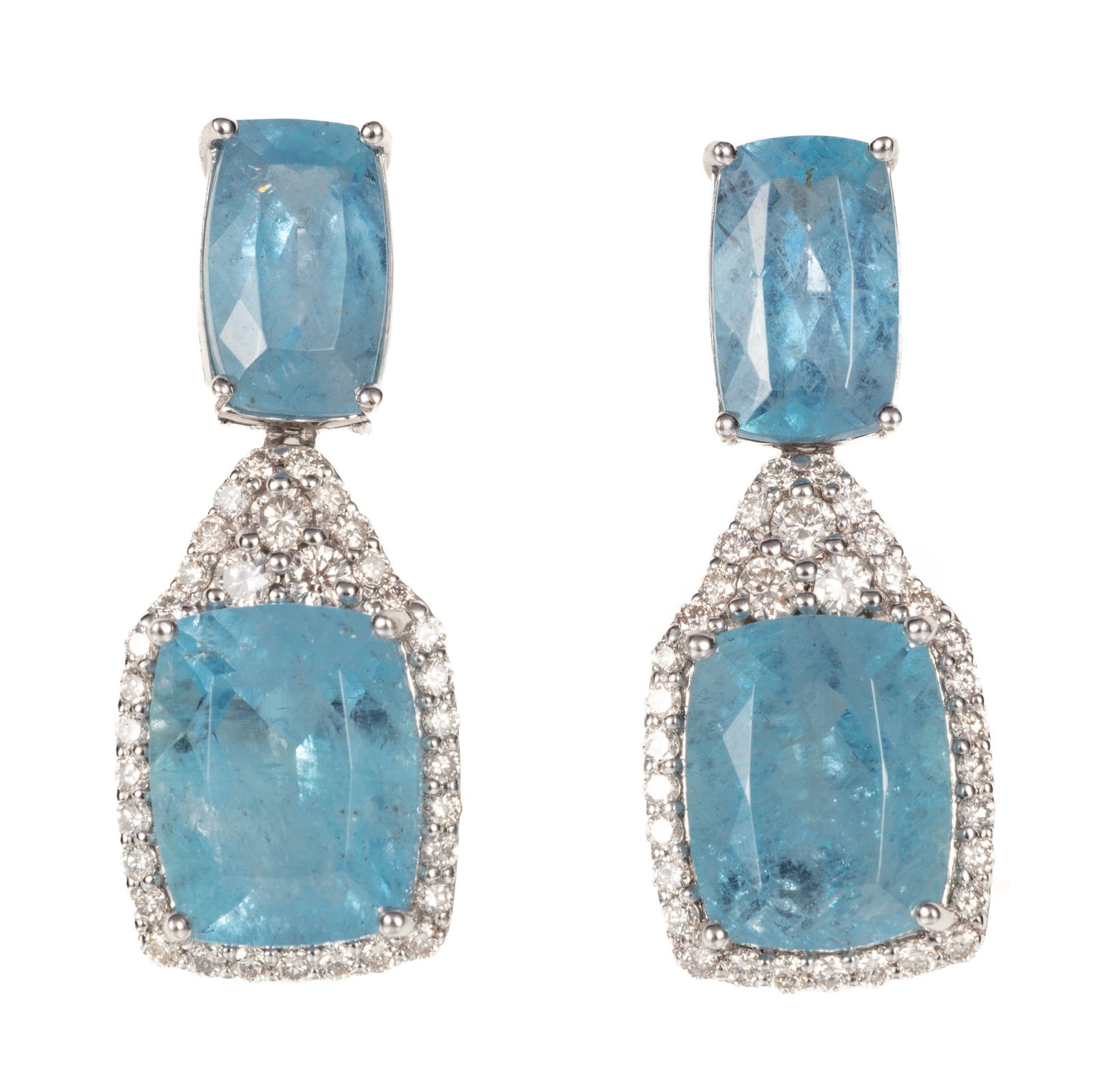 Platinum, Aquamarine and Diamond Dangle Earrings | 10.13 aquamarine tcw (1 of 4)