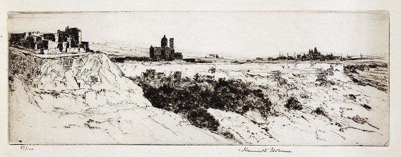 A Group of Eight British Etchings: A Group of Eight British Etchings, including: William Strang, "Self Portrait in Hat", 1910, and "Tinkers", 1883; David Muirhead Bone, "Self Portrait in Hat"; Arthur Briscoe, "The Futtock Shrouds"; Jam