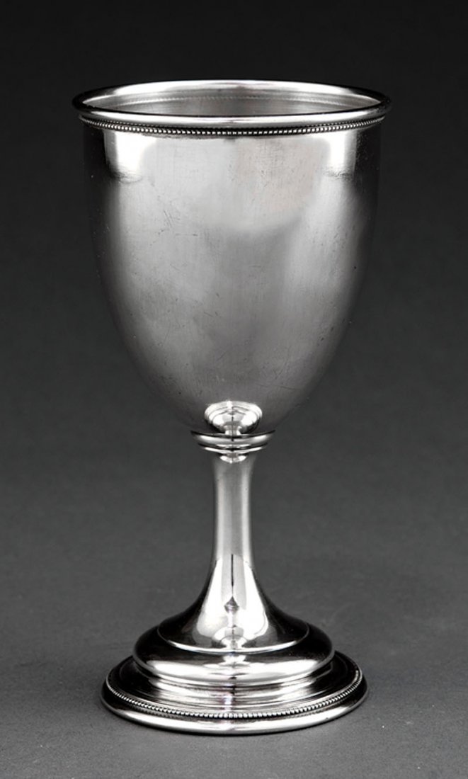 A Georgia Sterling Silver Goblet: A Georgia Sterling Silver Goblet, George Sharp, Jr., wc. Danville, KY, 1857- late 1860s, Atlanta, GA from 1871; by Krider & Biddle, Philadelphia, wc. 1850-1860, marked "GEO SHARP JR./ATLANTA GA./925"