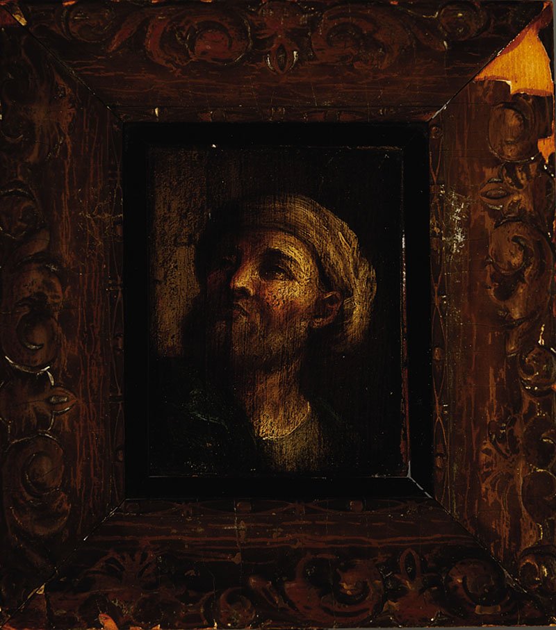 Continental School, Manner of Tiepolo: Continental School, Manner of Tiepolo, late 19th/20th c., "Studies of Heads", two oils on wood panel, unsigned, "Louis Antoville, est. 1901, NYC" label en verso, both 5 5/8 in. x 4 1/4 in., framed (2 