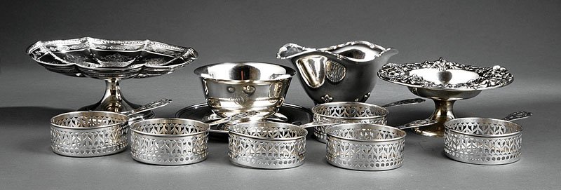 A Group of American Sterling Silver Tableware: A Group of American Sterling Silver Tableware, 20th c., various makers, including a small Revere bowl, Tiffany & Co., diameter 4 1/4 in.; a small tazza with neoclassical chasing, Towle, dia. 7 1/4 in.