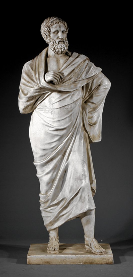 A Cast Composite Figure of "Sophocles": A Monumental Cast Composite Figure of "Sophocles", after the marble "Lateran Sophocles", found at Terracina in 1839, presented to Pope Gregory XVI, now in the Museio Gregoriano-Profano in the Vatican,