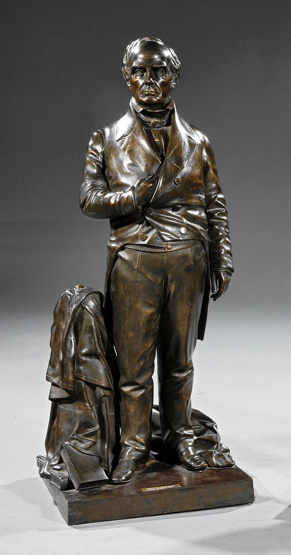 Charles Wynne Nichols (British/American, 1831: Charles Wynne Nichols (British/American, 1831-1903), after models by Thomas Ball (American, 1819-1911), a bronze figure of "Daniel Webster", inscribed on rear of base "T. Ball Sculpt./ Boston Mass./ 1